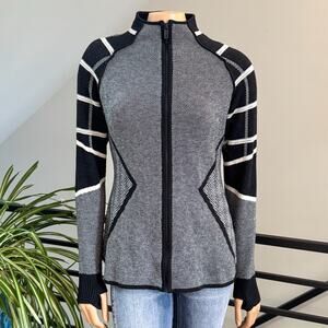 Smartwool Dacono Ski Full Zip Merino Wool Sweater Jacket Black Grey SW01648 - M